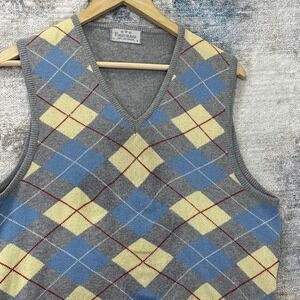 Vintage Forstmann 100% Cashmere Argyle Sweater Vest Men's Small Preppy Golf